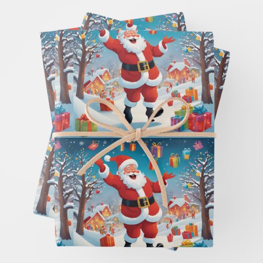 Jolly Santa Claus Wrapping Paper in Matte Geschenkpapier Set (Beispiel)