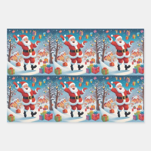 Jolly Santa Claus Wrapping Paper in Matte Geschenkpapier Set (Vorderseite)