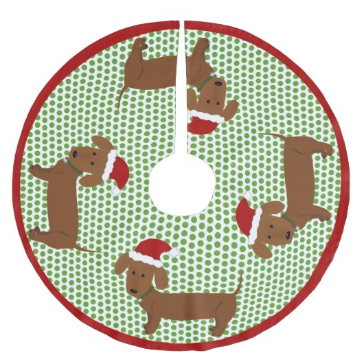 Jolly Santa Dackeln - Red Coat Polyester Weihnachtsbaumdecke (Vorderseite)