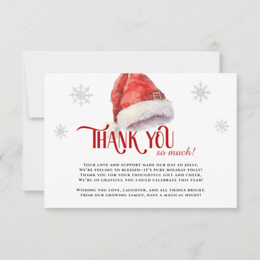 Jolly Santa Diaper Raffle Baby Dusche Dankeskarte (Vorderseite)