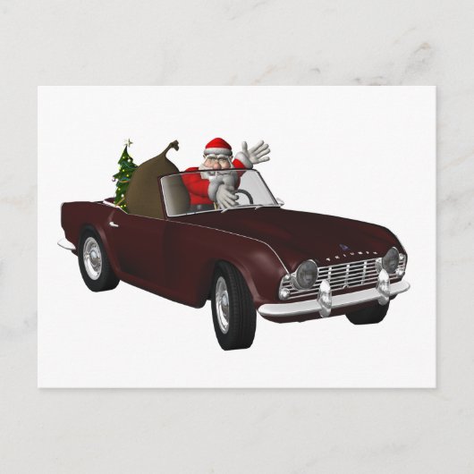 Jolly Santa Driumph TR4 Feiertagspostkarte (Vorderseite)
