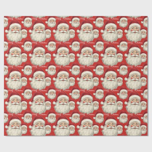 Jolly Santa Face Red Geschenkpapier (Flach)