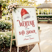 Jolly Santa Hat Baby Shower Welcome Sign Poster
