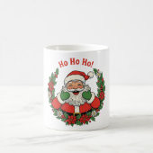 Jolly Santa in a Festive Christmas Wreath Kaffeetasse (Mittel)
