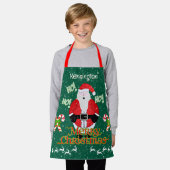 Jolly Santa Merry Christmas Candy Cane auf GREEN Schürze (Getragen)
