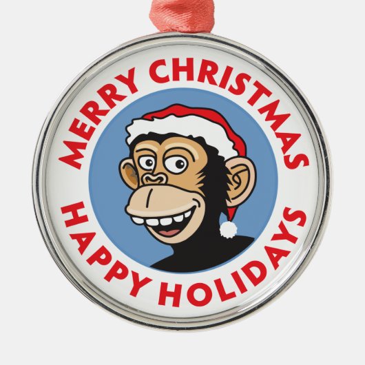 Jolly Santa Monkey Ornament Aus Metall (Vorne)