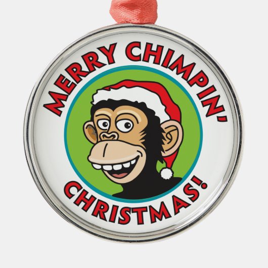 Jolly Santa Monkey Ornament Aus Metall (Vorne)
