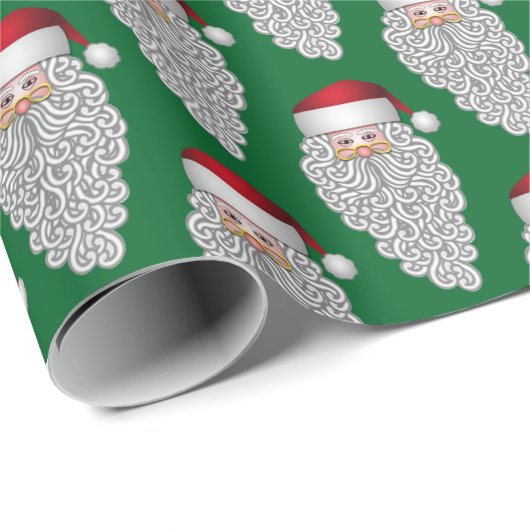 Jolly Santa on Green Geschenkpapier (Rolleneckpunkt)