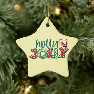 Jolly Santa Ornament, farbenfrohe Weihnachten Keramik Ornament