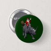 Jolly Santa Riding A Rhino Button (Vorne & Hinten)