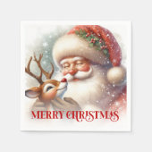 Jolly Santa Rudolph Holiday Party Napkins Serviette (Vorderseite)