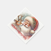 Jolly Santa Rudolph Holiday Party Napkins Serviette (Ecke)