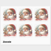 Jolly Santa Rudolph Personalized Festive Holiday Quadratischer Aufkleber (Blatt)