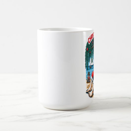 Jolly Santa Sips Beer im Juli Kaffeetasse (Mittel)