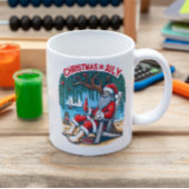 Jolly Santa Sips Beer im Juli Kaffeetasse