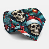 Jolly Santa Skulls Holly und Ornamente Weihnachten Krawatte (Gerollt)