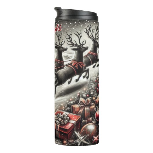 Jolly Santa und Happy Reindeer Thermosbecher (Nach rechts gedreht)