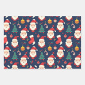 Jolly Santa und Ornamente Weihnachten Geschenkpapier Set (Vorderseite 3)