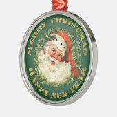 Jolly Santa und Wreath Silbernes Ornament (Links)