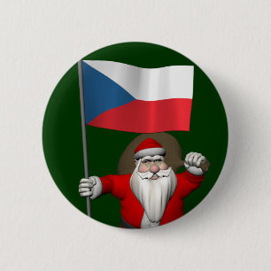Jolly Santa Visiting Tschechische Republik Button