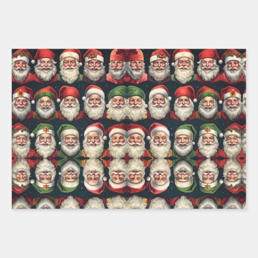 Jolly Santa wrapping paper Geschenkpapier Set (Vorderseite)