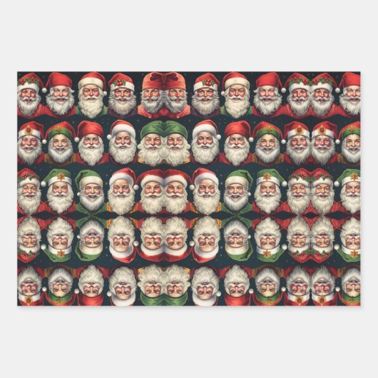 Jolly Santa wrapping paper Geschenkpapier Set (Vorderseite 3)