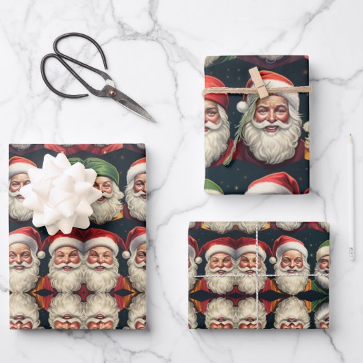 Jolly Santa wrapping paper Geschenkpapier Set (Vorderseite)