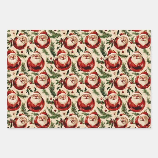 Jolly Santa's Festivals Ornaments Delight Geschenkpapier Set (Vorderseite 2)