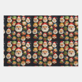 Jolly Santa's wrapping paper Geschenkpapier Set