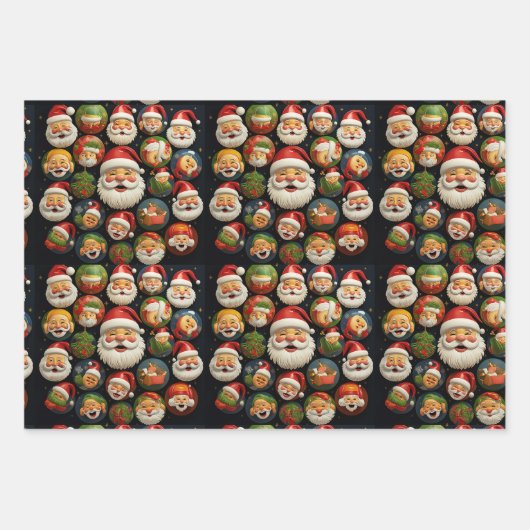 Jolly Santa's wrapping paper Geschenkpapier Set (Vorderseite)