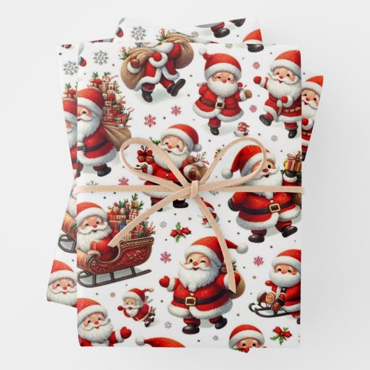 Jolly Santas Wrapping Paper Geschenkpapier Set (Beispiel)