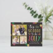Jolly Season Holiday Foto Card Postkarte (Stehend Vorderseite)