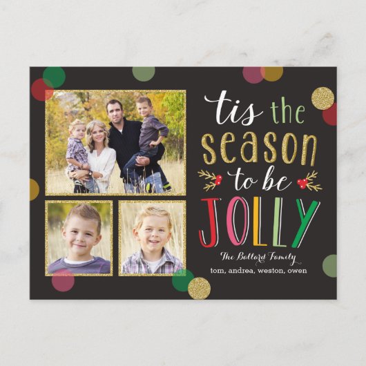 Jolly Season Holiday Foto Card Postkarte (Vorderseite)