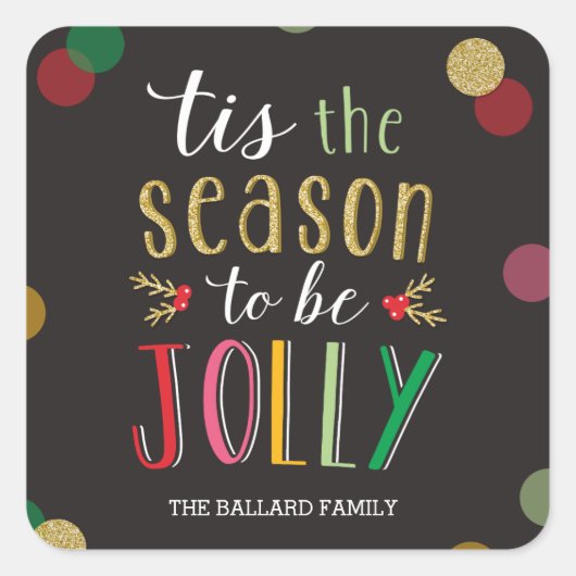 Jolly Season Holiday Sticker oder Umschlag Aufkleb (Vorderseite)