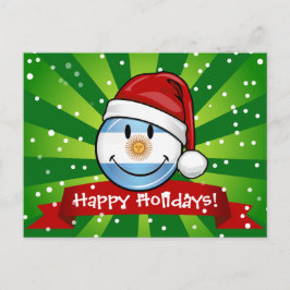 Jolly Smiling Argentina Flag Holiday Feiertagspostkarte