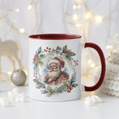 Jolly Smilly Santa Watercolor Weihnachtskranz Tasse