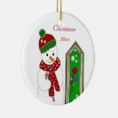 Jolly Snowman and Bird House Keramik Ornament (Rechts)