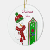 Jolly Snowman and Bird House Keramik Ornament (Links)