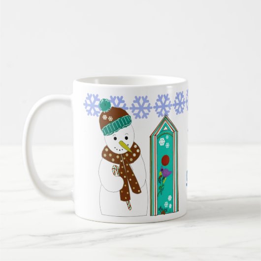 Jolly Snowman and Bird Houses Kaffeetasse (Links)