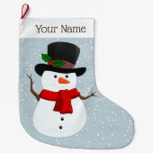 Jolly Snowman Design Christmas Strumpf Großer Weihnachtsstrumpf (Vorderseite)