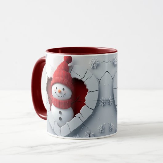 Jolly Snowman Heart Tasse (Vorderseite Links)