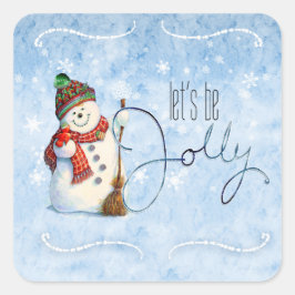 Jolly Snowman ID841 Quadratischer Aufkleber