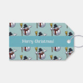 Jolly Snowman Merry Christmas Pixel Art Pattern Geschenkanhänger (Vorderseite (Horizontal))