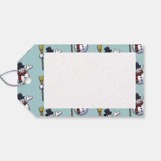 Jolly Snowman Merry Christmas Pixel Art Pattern Geschenkanhänger (Rückseite Horizontal)