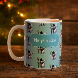 Jolly Snowman Merry Christmas! Pixel Art Pattern Kaffeetasse
