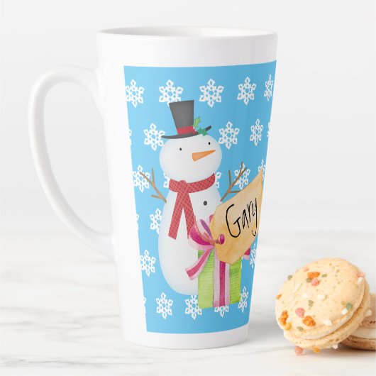 Jolly Snowman mit einem Weihnachtsgeschenk Milchtasse (Beispiel)