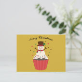 Jolly Snowman on a Cupcake Christmas Card Postkarte (Stehend Vorderseite)