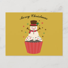Jolly Snowman on a Cupcake Christmas Card Postkarte