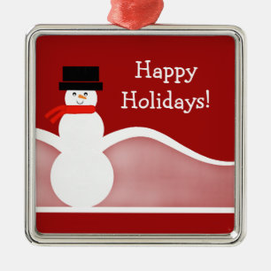 Jolly Snowman Premium Square Ornament