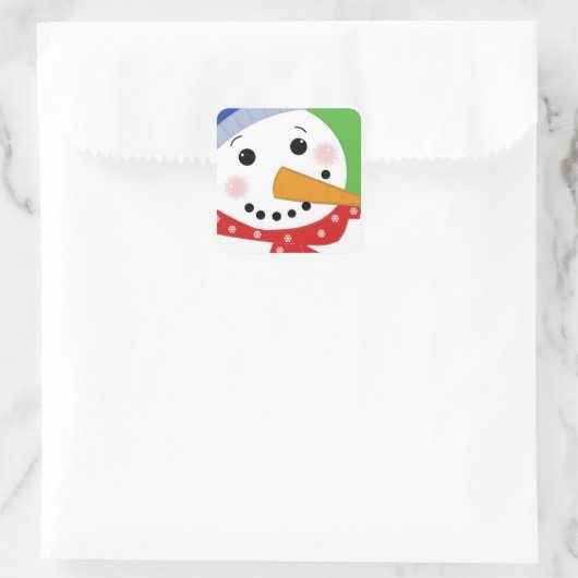 Jolly Snowman Quadratischer Aufkleber (Tasche)